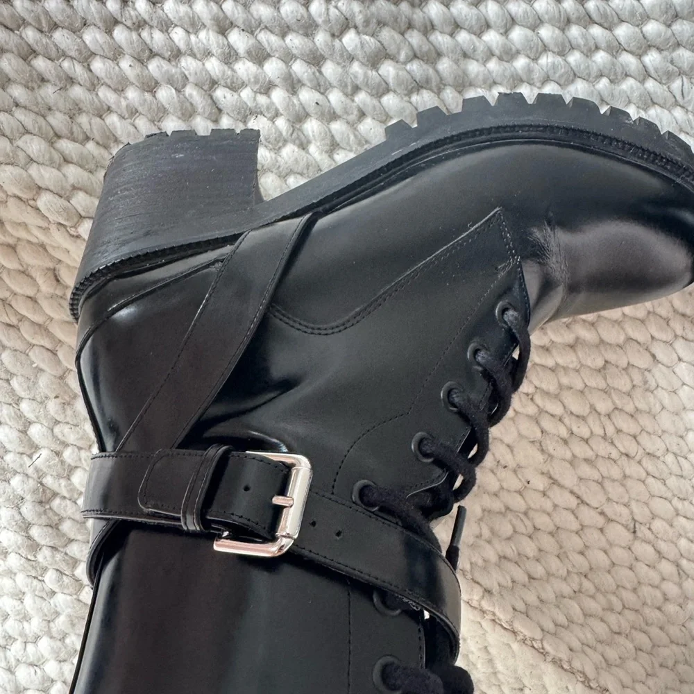 Maje Black Ankle Boots with Silver Buckle - Picture 7 of 9